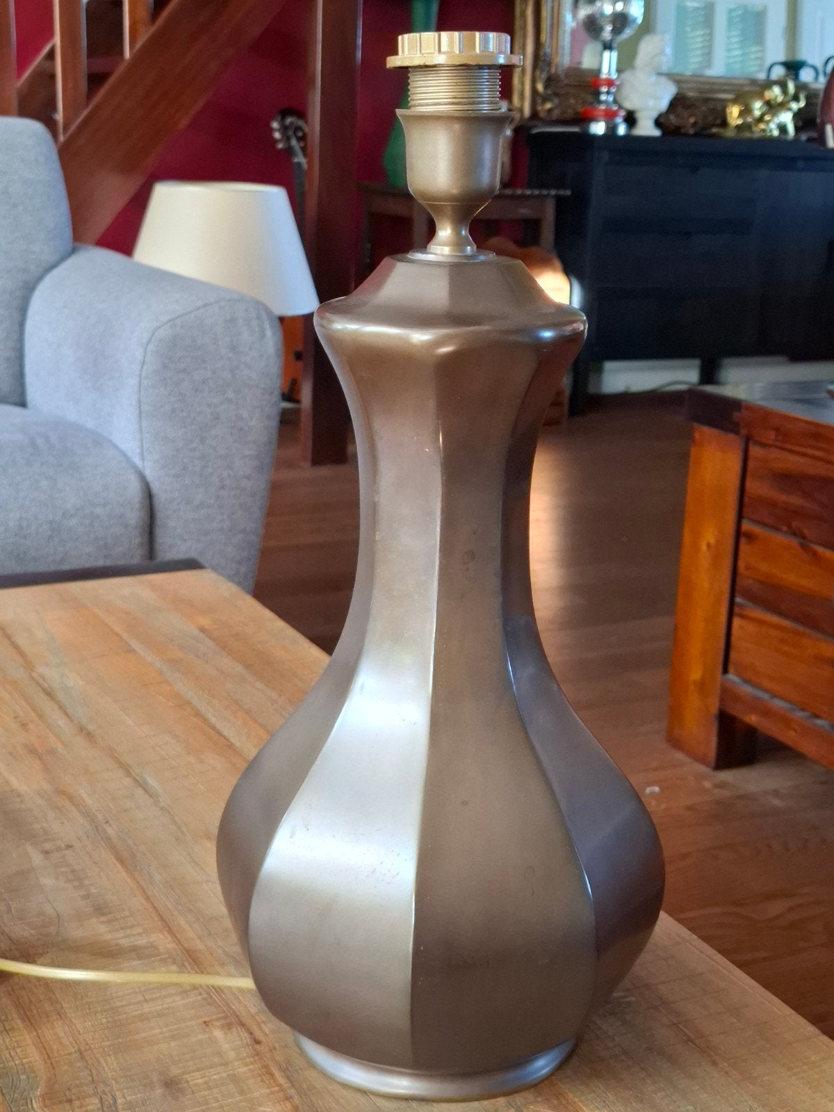 Zware bronzen tafellamp van Frantzen, Ophalen of Verzenden