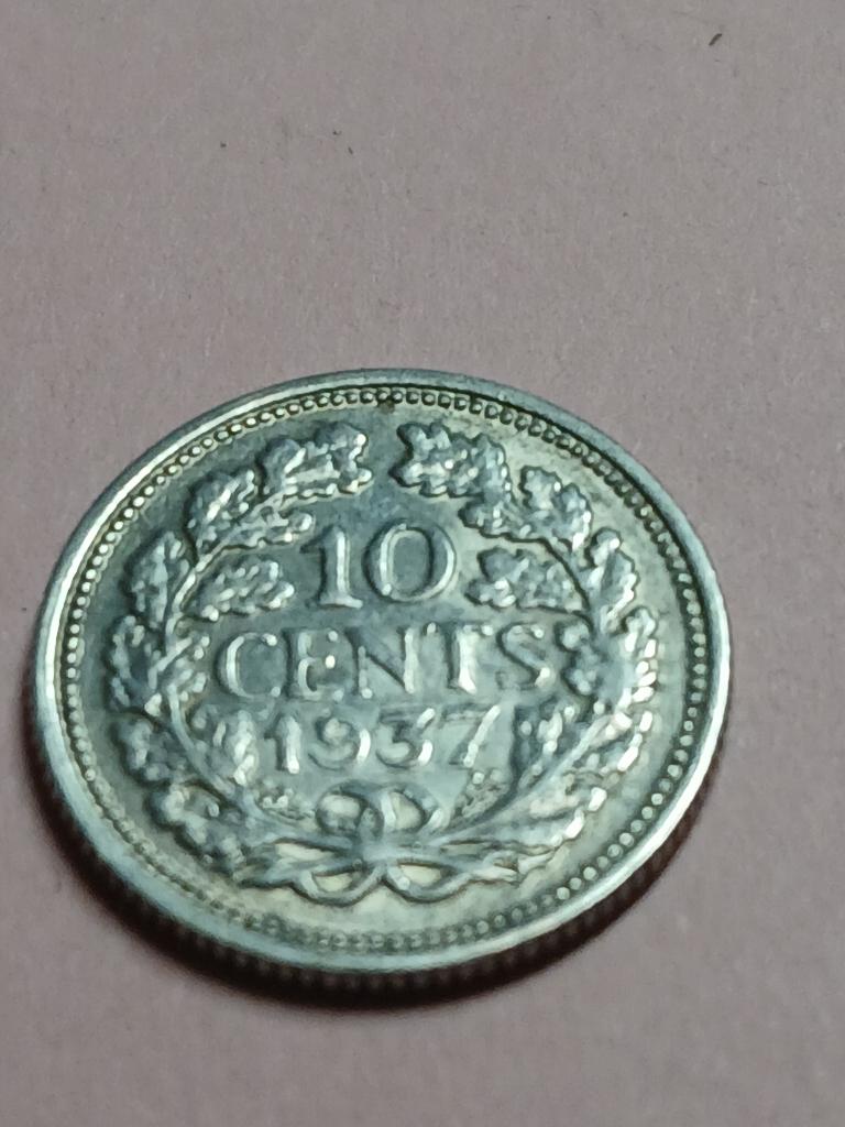 Dubbeltje 1937, Zilver, Ophalen of Verzenden, 10 cent, Koningin Wilhelmina