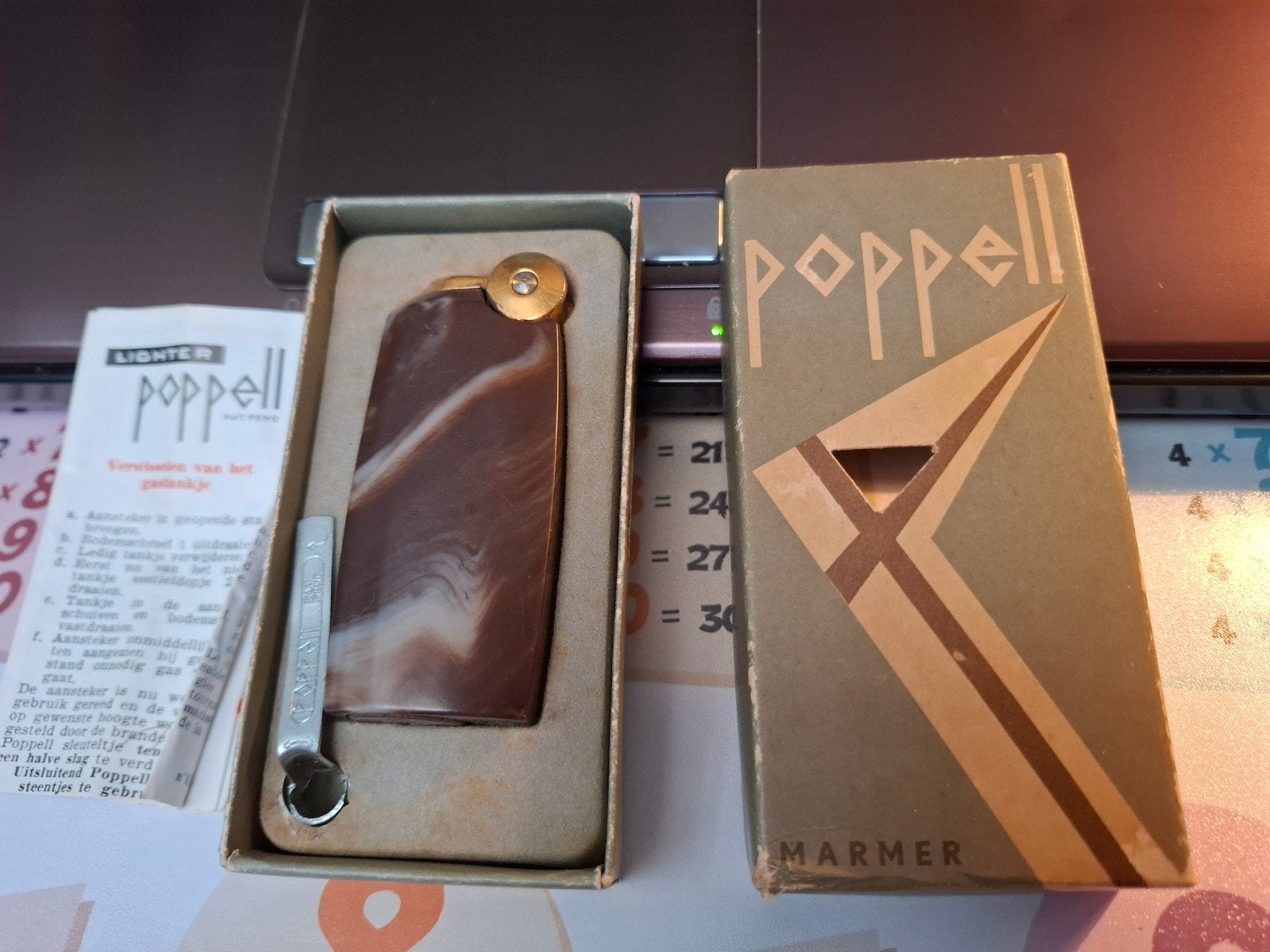 vintage poppell aansteker compleet, Ophalen of Verzenden, Zo goed als nieuw, Aansteker