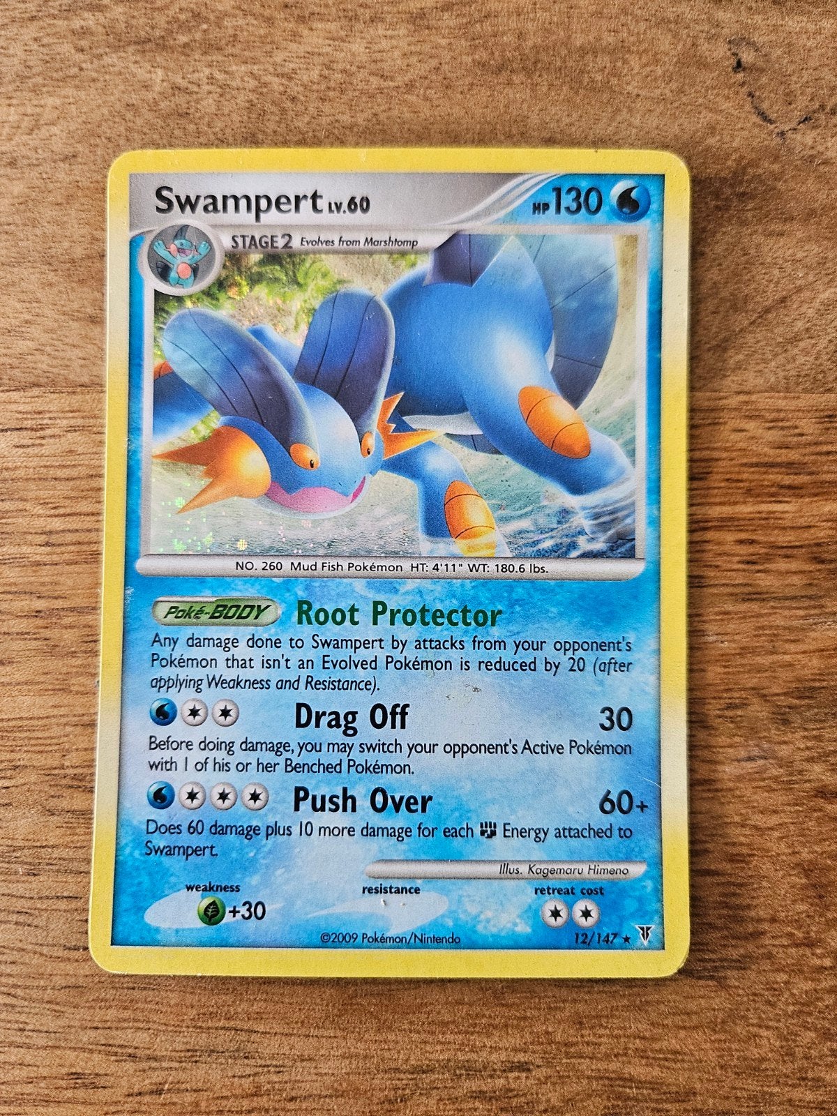 Swampert Lv.60 Pokémon Kaart - Zeldzaam en in goede staat, Ophalen of Verzenden, Gebruikt, Losse kaart, Foil