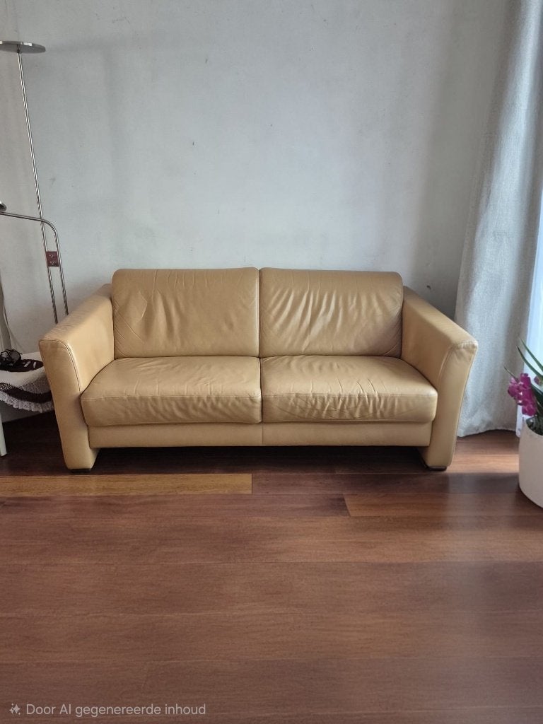 Te koop: Mooie leren 2-zitsbank + 2 luxe leren fauteuils, Huis en Inrichting, Banken | Bankstellen, Ophalen, Tweepersoons, Zo goed als nieuw