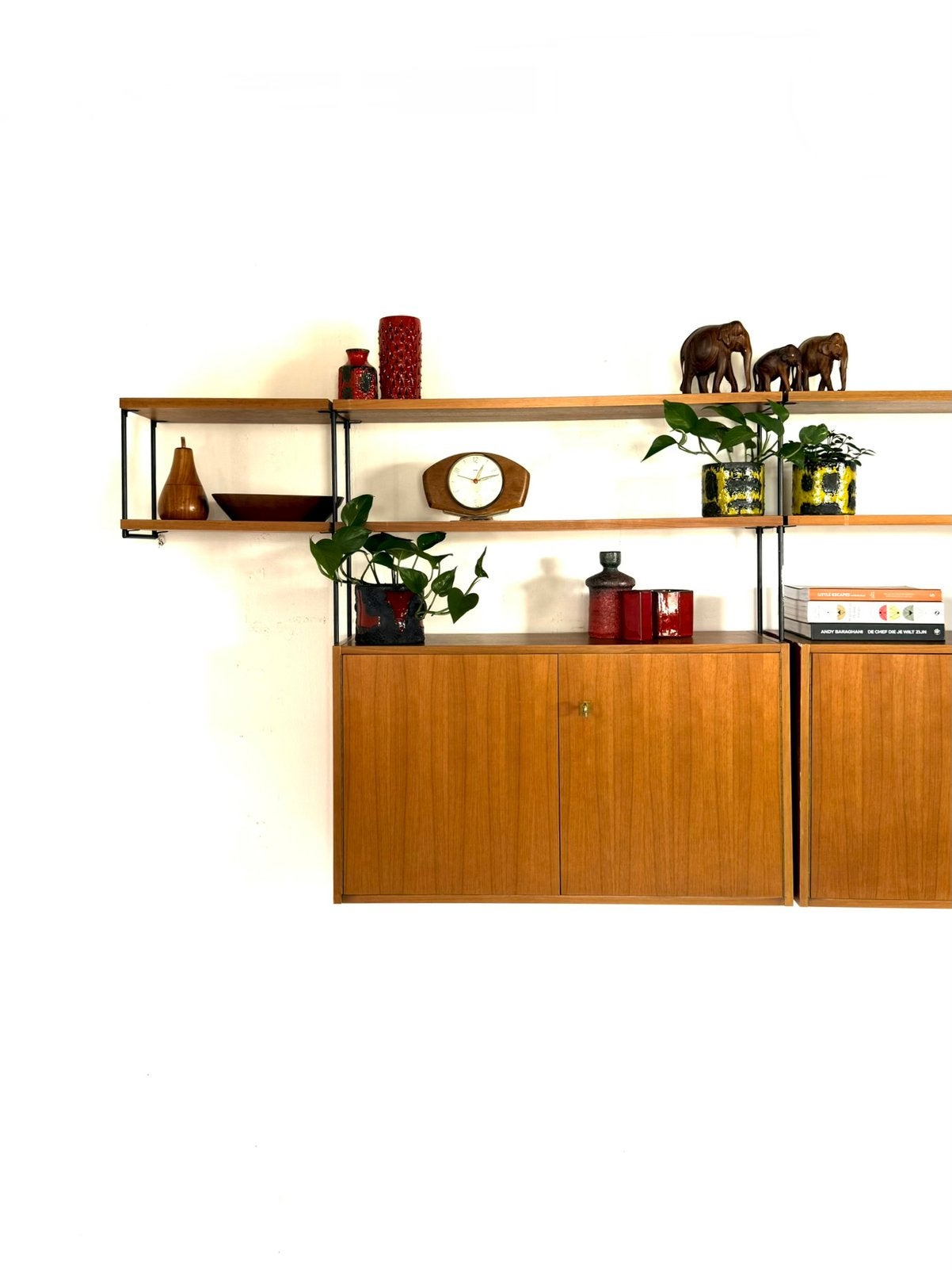 Vintage modulair teakhouten wandsysteem, Omnia ‘60, Omnia, Teakhout, 100 tot 150 cm, 25 tot 50 cm