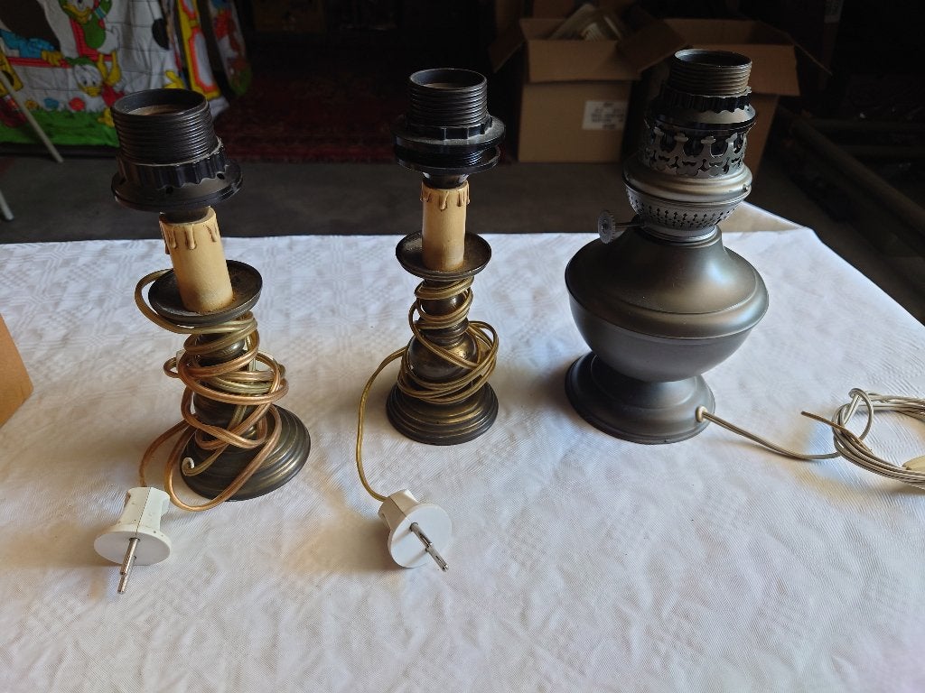 3 tinnen lampen., Antiek en Kunst, Antiek | Lampen, Ophalen