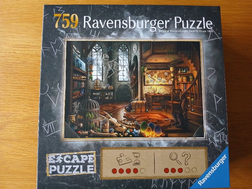 Te koop legpuzzel escape 5 dragon (draken laboratorium)., Ophalen, 500 t/m 1500 stukjes, Zo goed als nieuw, Legpuzzel