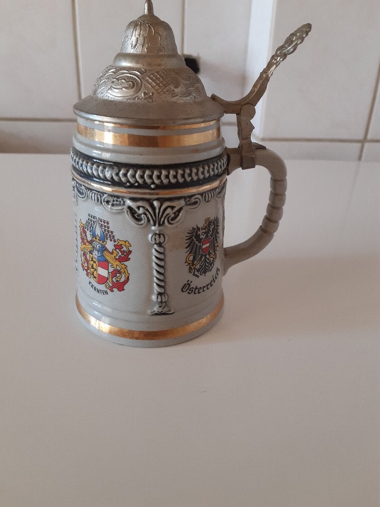 Vintage Oostenrijkse Bierpul met Deksel, Verzamelen, Biermerken, Ophalen of Verzenden, Gebruikt, Pul(len), Overige merken