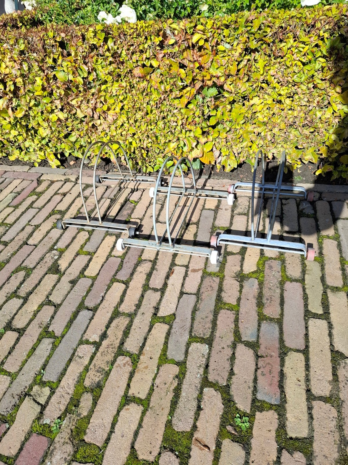 3 Vintage Fietssteunen op Wieltjes voor Retrofietsen, Ophalen of Verzenden, Gebruikt