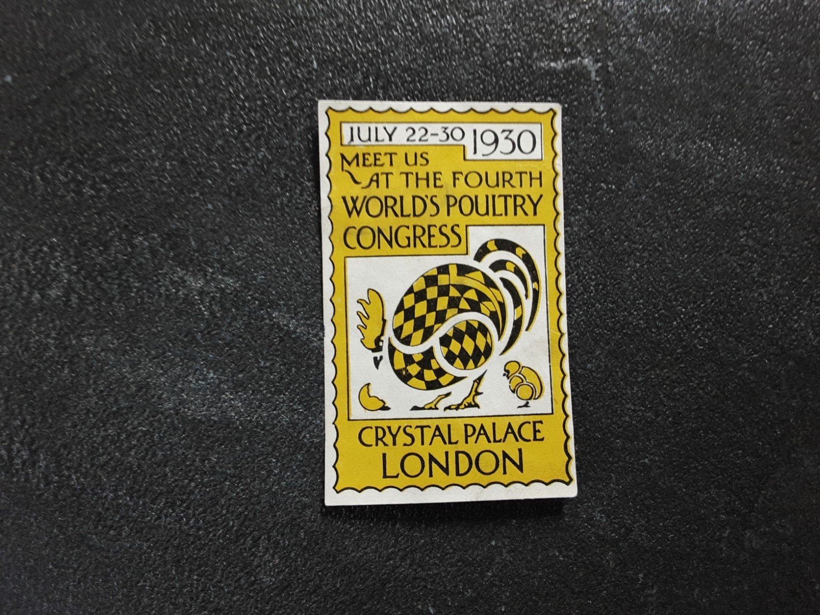 Sluitzegel pluimvee wereld congres 1930 Londen, Verzamelen, Merken en Reclamevoorwerpen, Ophalen of Verzenden, Zo goed als nieuw