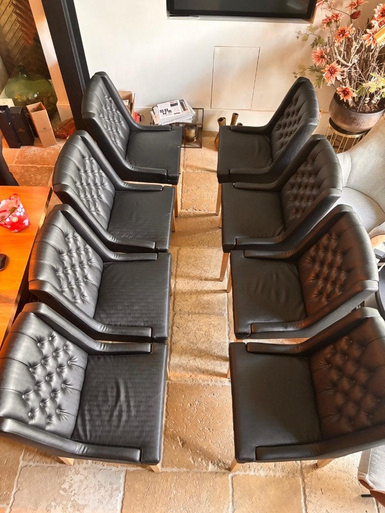 8 Luxe OLAV eetkamerstoelen | Zwart | Capitonné, Ophalen, Gebruikt, Zwart, Chesterfield