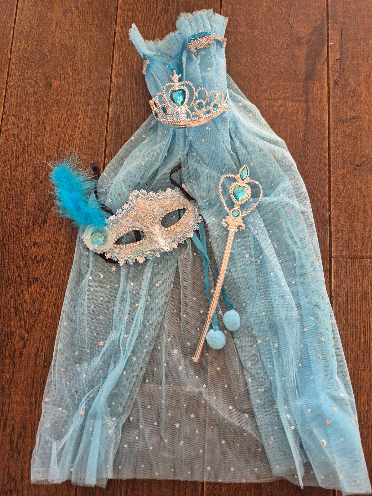Elsa Prinsessenjurk met Kroon, Staf en Masker, Jongen of Meisje, Nieuw, Ophalen of Verzenden, .