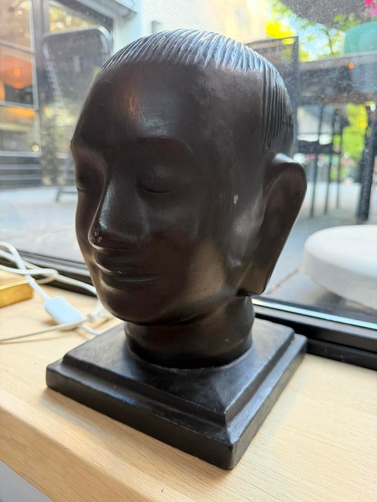 Buddha hoofd groot zwaar zwart, Ophalen of Verzenden