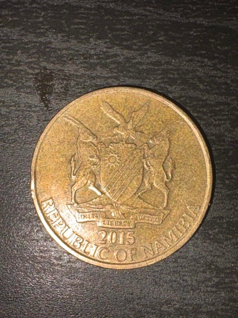 Namibië 5 Dollar munt 2015, Ophalen of Verzenden, Overige landen, Losse munt
