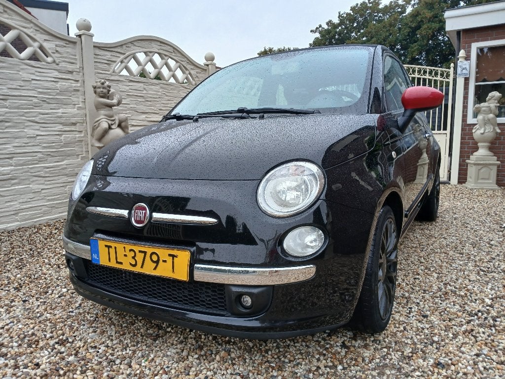 Fiat 500 0.9 Twinair 2011 Zwart cabrio airco, Auto's, Euro 5, Cabriolet, Leder en Stof, Zwart