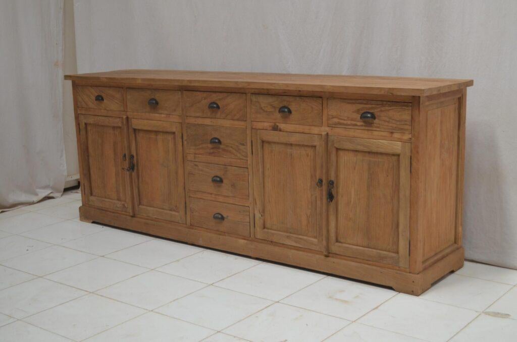 Teak dressoir 250cm (geborsteld teak), Verzenden, Nieuw, Hout