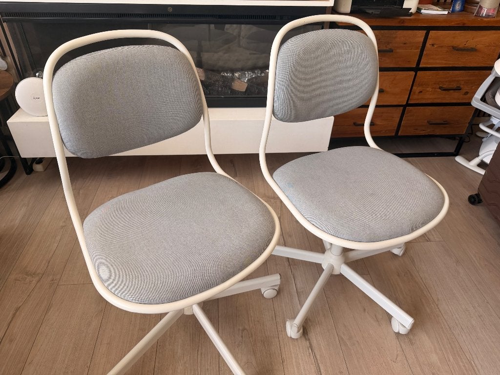 Set van 2 IKEA ÖRFJÄLL bureaustoelen op wieltjes, Ophalen, Gebruikt, Grijs, Bureaukruk