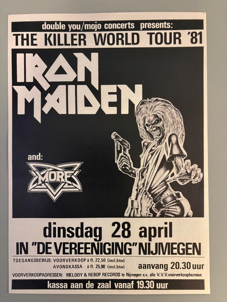 Concert poster Iron Maiden Nijmegen 1981 reproductie, Ophalen of Verzenden, Zo goed als nieuw, A1 t/m A3, Muziek