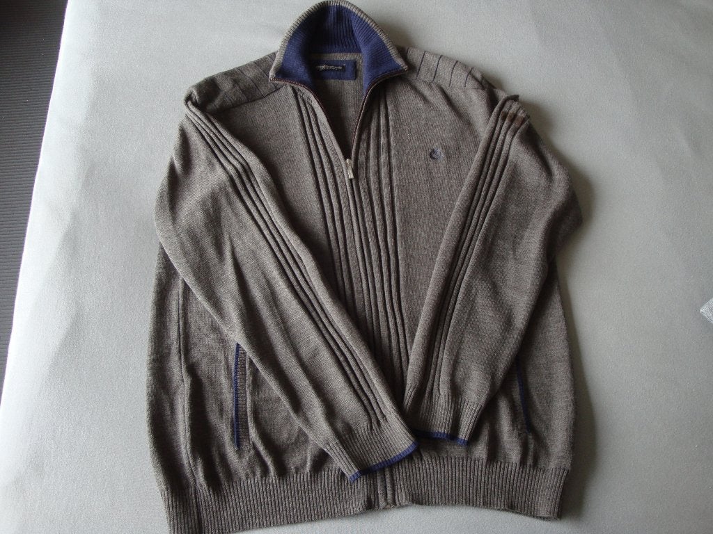 Bruin MONTE CARLO heren vest met blauwe details. Maat 58., Kleding | Heren, Bruin, Maat 56/58 (XL), Ophalen of Verzenden, Zo goed als nieuw