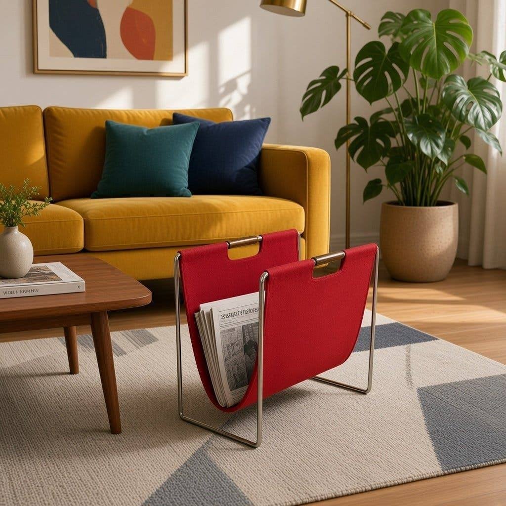 Vintage rode magazinehouder / lectuurbak BRABANTIA, Ophalen, Gebruikt