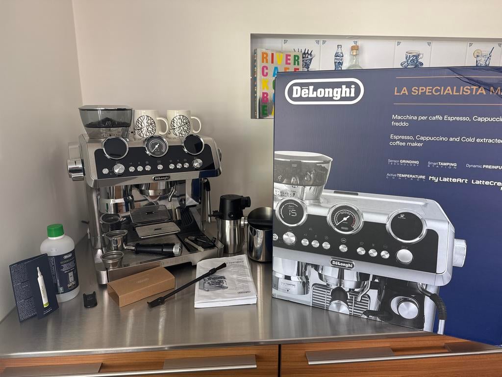 Koffiemachine DeLonghi EC9865.M, Ophalen, Koffiemachine, Koffiebonen, Zo goed als nieuw