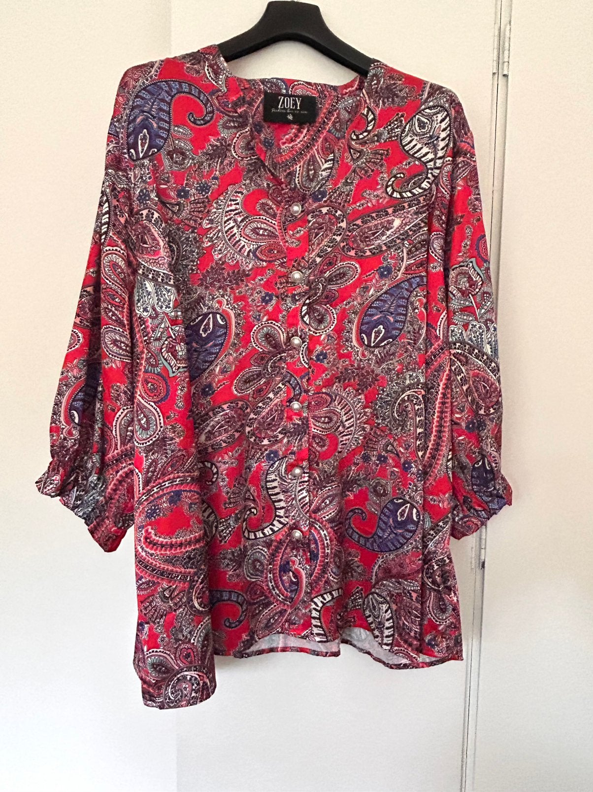 Vrolijke blouse van het meek Zoey maat 48, Ophalen of Verzenden, Zo goed als nieuw, Blauw, Blouse of Tuniek