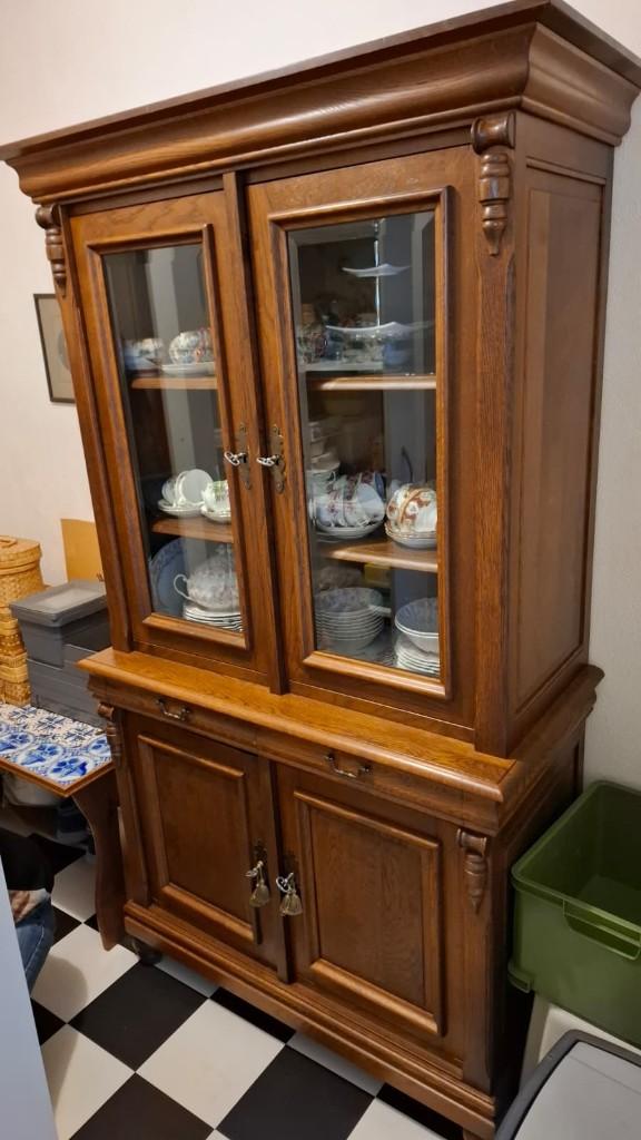 Vitrinekast, eiken         >> OPHALEN IN ZUTPHEN<<, Ophalen, Glas, 50 tot 100 cm, Zo goed als nieuw