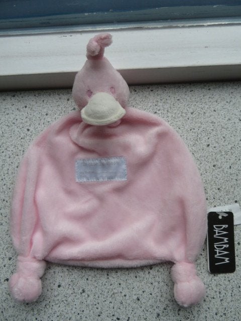 Knuffeldoek eend of eendje merk Bam Bam roze velours, Nieuw, Ophalen of Verzenden, Met label, Roze