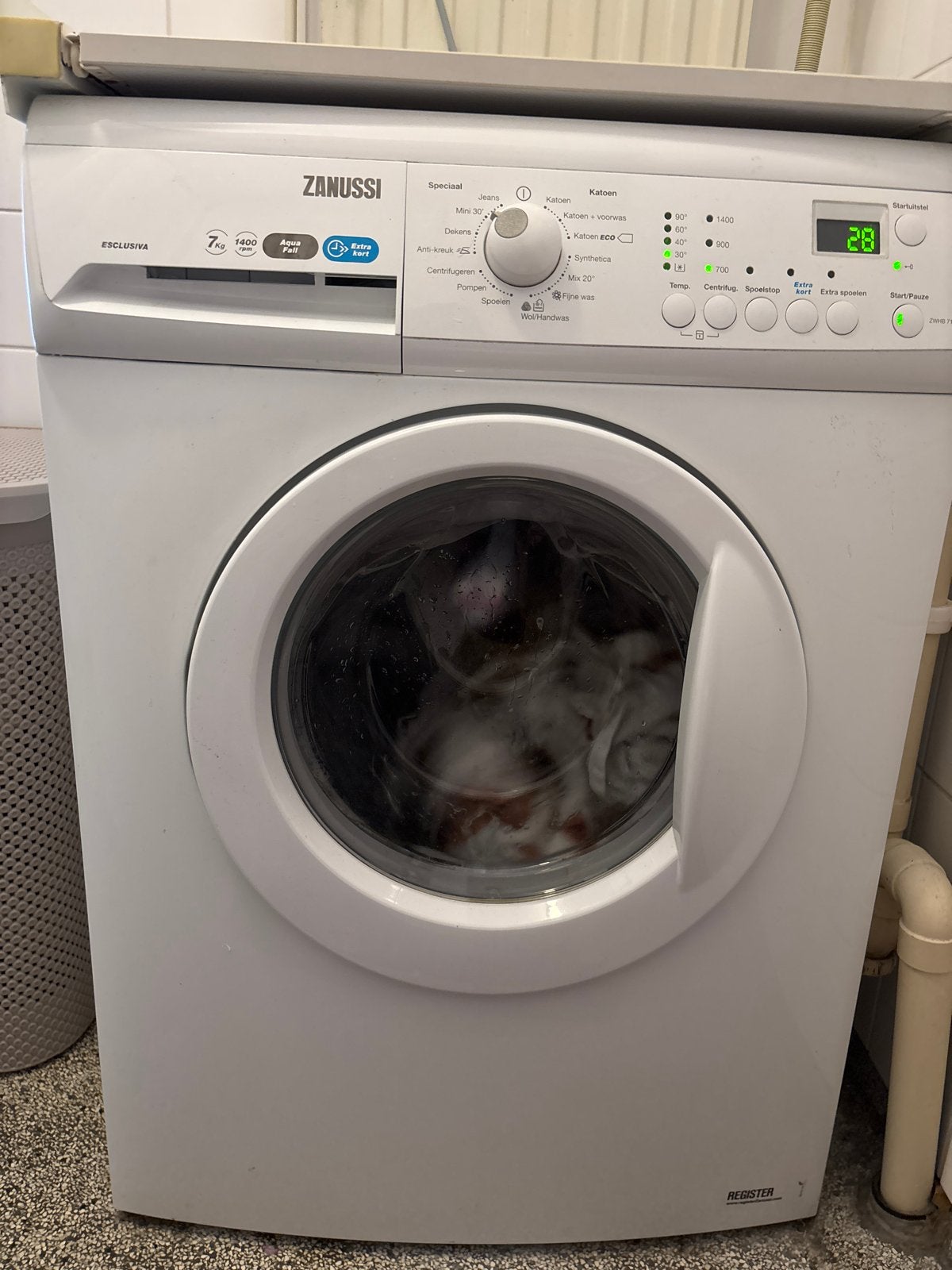 Zanussi Exclusiva 7kg 1400 toeren wasmachine, Witgoed en Apparatuur, Ophalen, Gebruikt, Voorlader, Kort programma