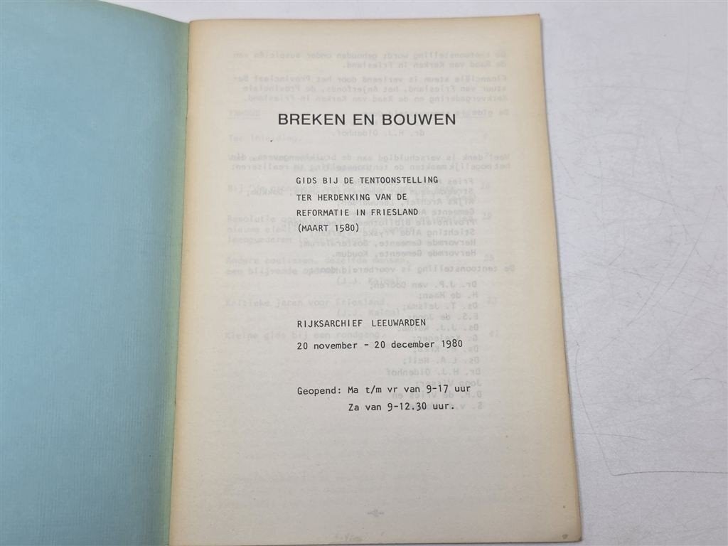 Breken en bouwen — Reformatie Friesland Gids Zeldzaam, Ophalen of Verzenden, Gelezen