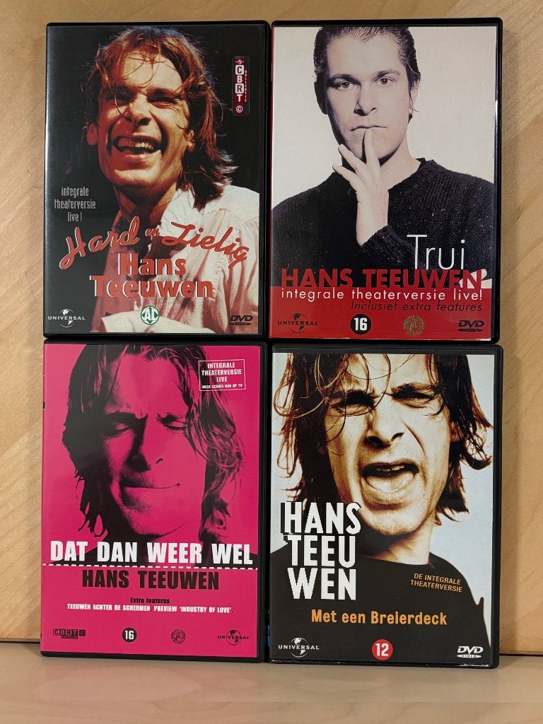 Pakket Hans Teeuwen DVD's - 4 legendarische cabaretshows, Stand-up of Theatershow, Alle leeftijden, Zo goed als nieuw, Hans Teeuwen