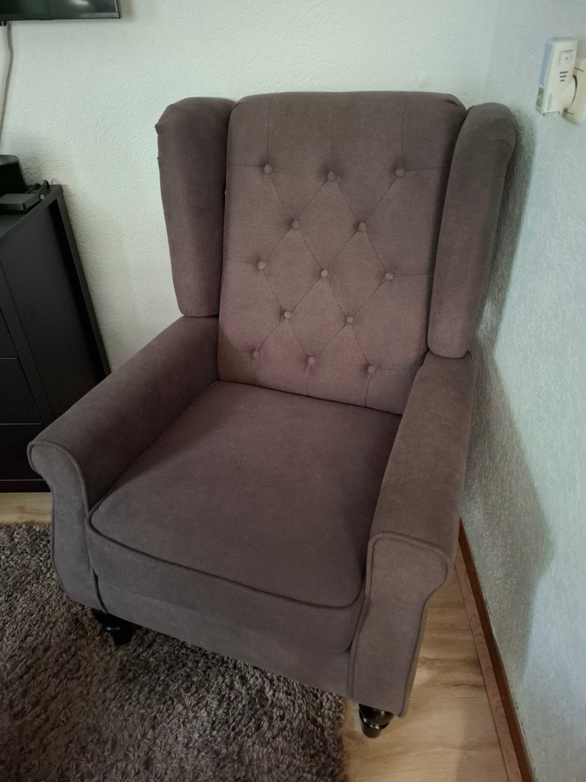 Taupe fauteuil, comfortabel en stijlvol, Ophalen, 75 tot 100 cm, 75 tot 100 cm, Stof