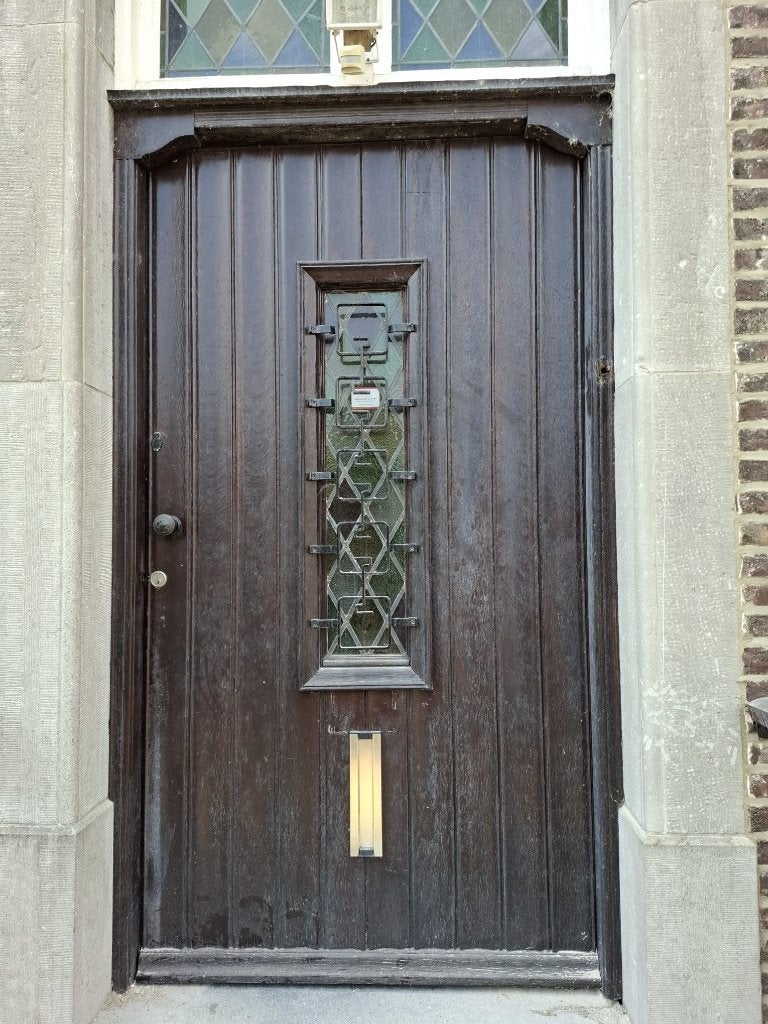 Prachtige antieke eiken voordeur uit 1865, Ophalen, Gebruikt, Buitendeur, Hout