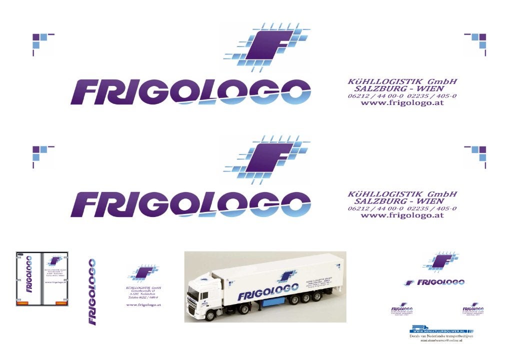 Vrachtauto decal 1:50 Frigologo, Hobby en Vrije tijd, Modelauto's | 1:50, Verzenden, Nieuw, Bus of Vrachtwagen, Overige merken