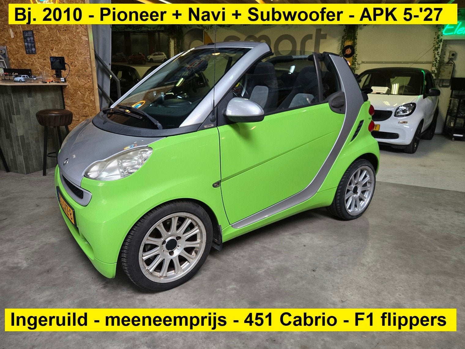 Smart Fortwo cabrio 1.0 mhd Pure - Schakelflippers - Pioneer, Auto's, Automaat, Gebruikt, 18 €/maand, 23 km/l