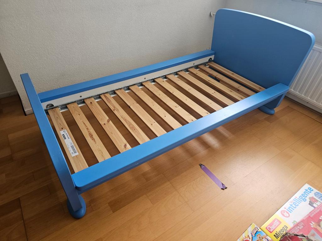 IKEA kinderbed jongens – ocean blue – inclusief matras en la, 70 tot 85 cm, 140 tot 160 cm, Zo goed als nieuw, Ophalen