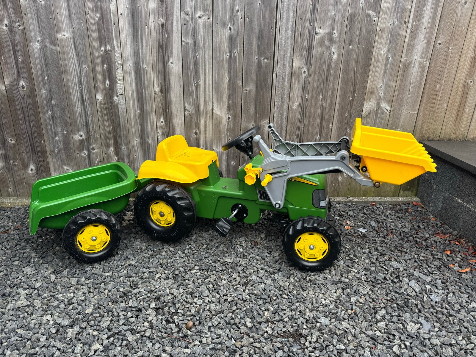 John Deere traptractor met aanhanger en voorlader, Ophalen, Zo goed als nieuw