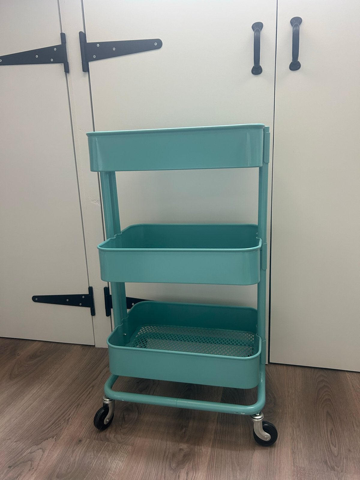 IKEA RÅSKOG Roltafel / Trolley - Turquoise, Huis en Inrichting, Ophalen, Gebruikt, Meerkleurig, Metaal