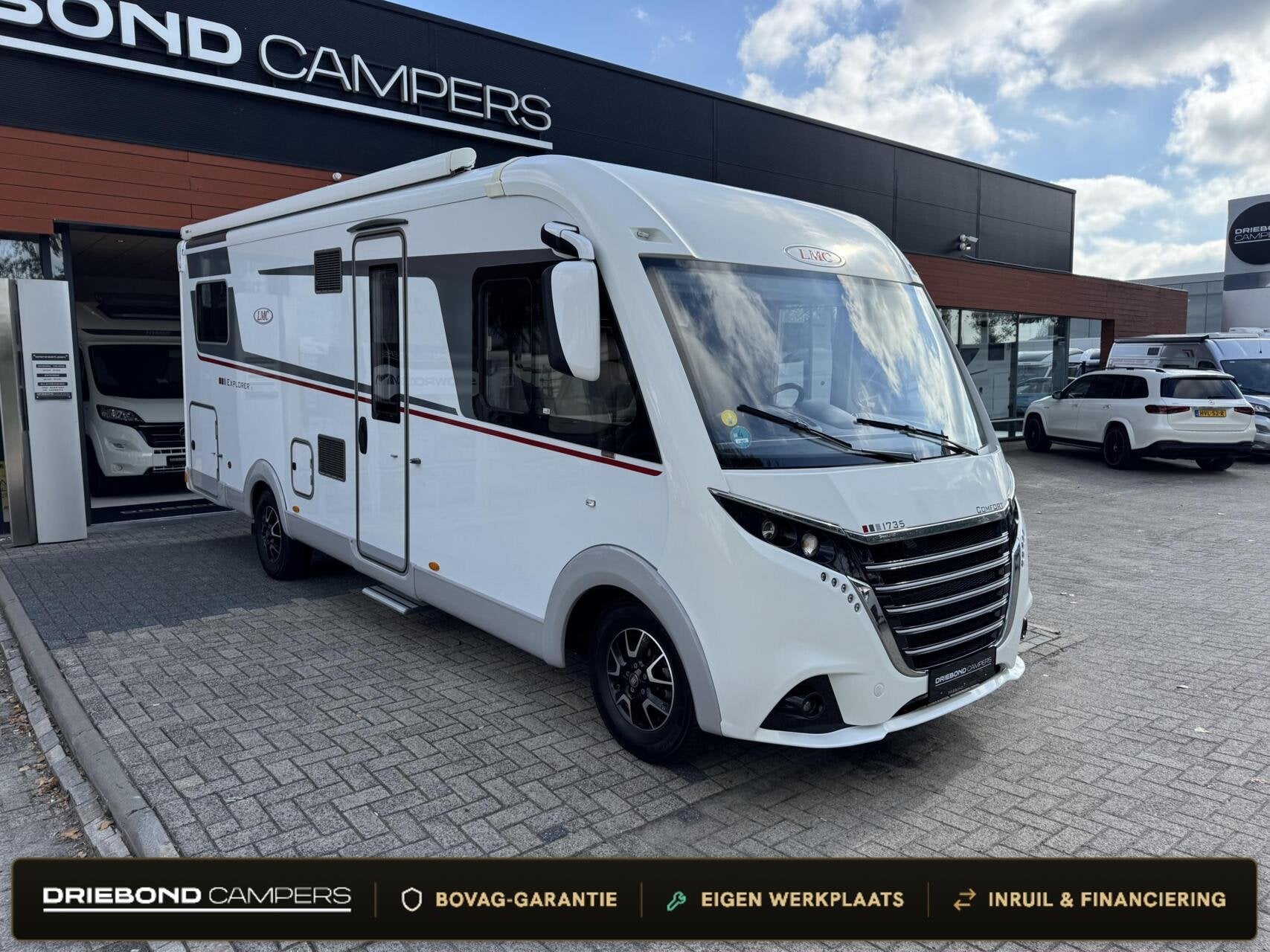 Lmc I735 Explorer Automaat Enkele Bedden Hefbed Zonnepaneel, Caravans en Kamperen, Airbags, 7 tot 8 meter, Bedrijf, Diesel