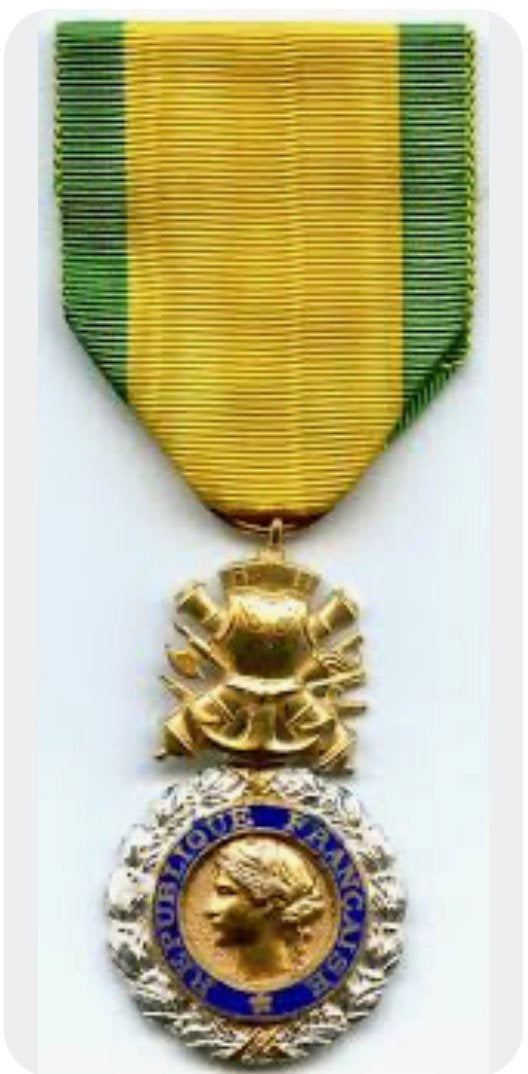 Oude Franse medaille met lint - Republique Francaise, Postzegels en Munten, Penningen en Medailles, Ophalen of Verzenden, Zilver