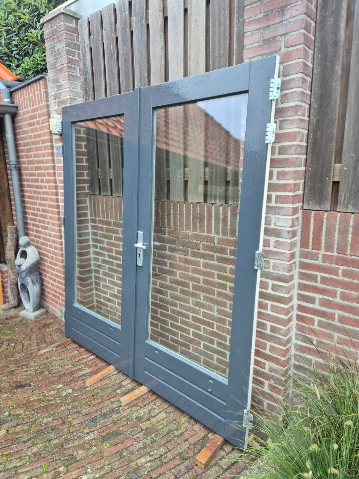 hardhouten tuindeuren met driepuntsluiting en veiligheidsbes, Ophalen, 80 tot 100 cm, Buitendeur, 200 tot 215 cm