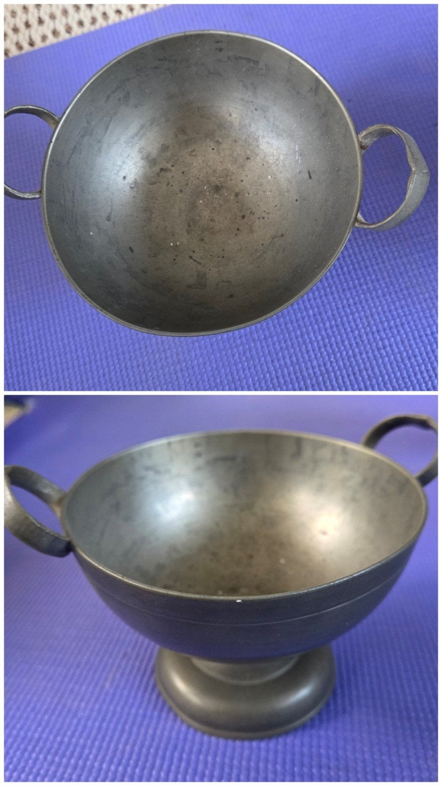 Antieke tinnen kom met handvatten, Antiek en Kunst, Ophalen of Verzenden