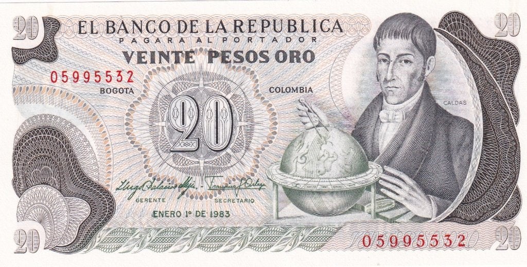 Colombia 20 pesos oro 1-1-1983, Verzenden, Zuid-Amerika, Los biljet