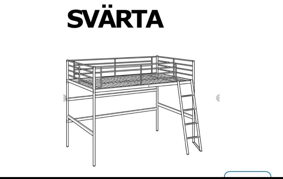 IKEA SVÄRTA Hoogslaper - Ruimtebesparend en modern, Ophalen, Gebruikt, Eenpersoons, 200 cm