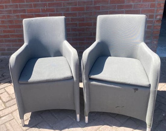 2 textileen tuinstoelen gebruikt, Ophalen, Kunststof, Gebruikt, Twee
