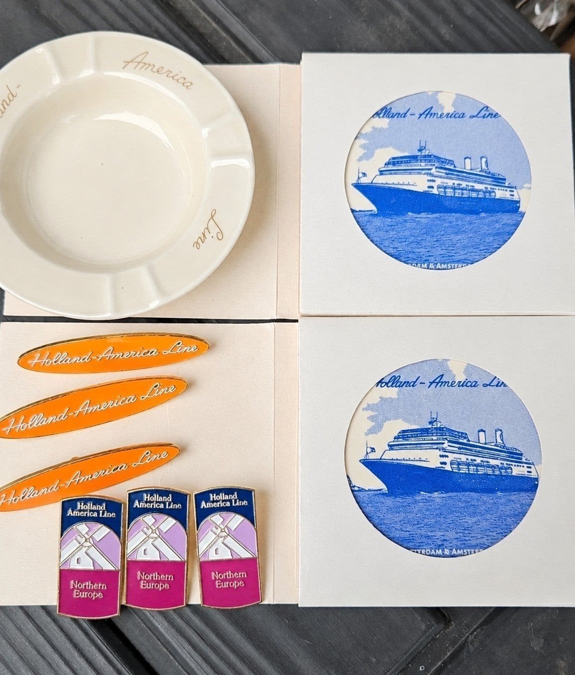 Holland America Line verzameling: asbak,pins,tegeltjes, Verzamelen, Ophalen of Verzenden, Zo goed als nieuw, Gebruiksvoorwerp