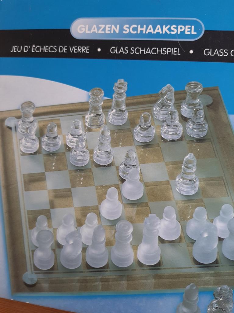 Glazen Schaakspel, decoratief, Een of twee spelers, Ophalen, Zo goed als nieuw