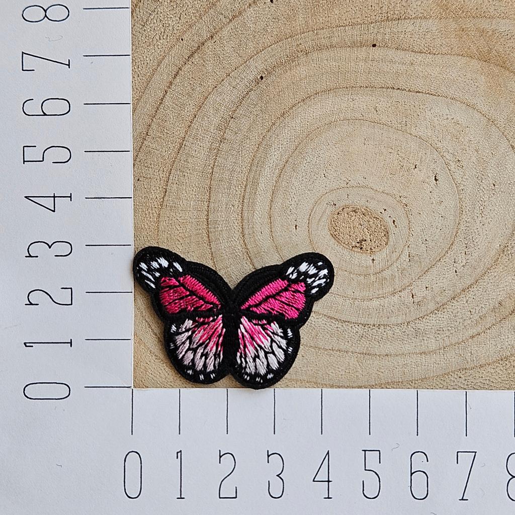 Strijk embleem applicatie Patch Vlinder klein roze