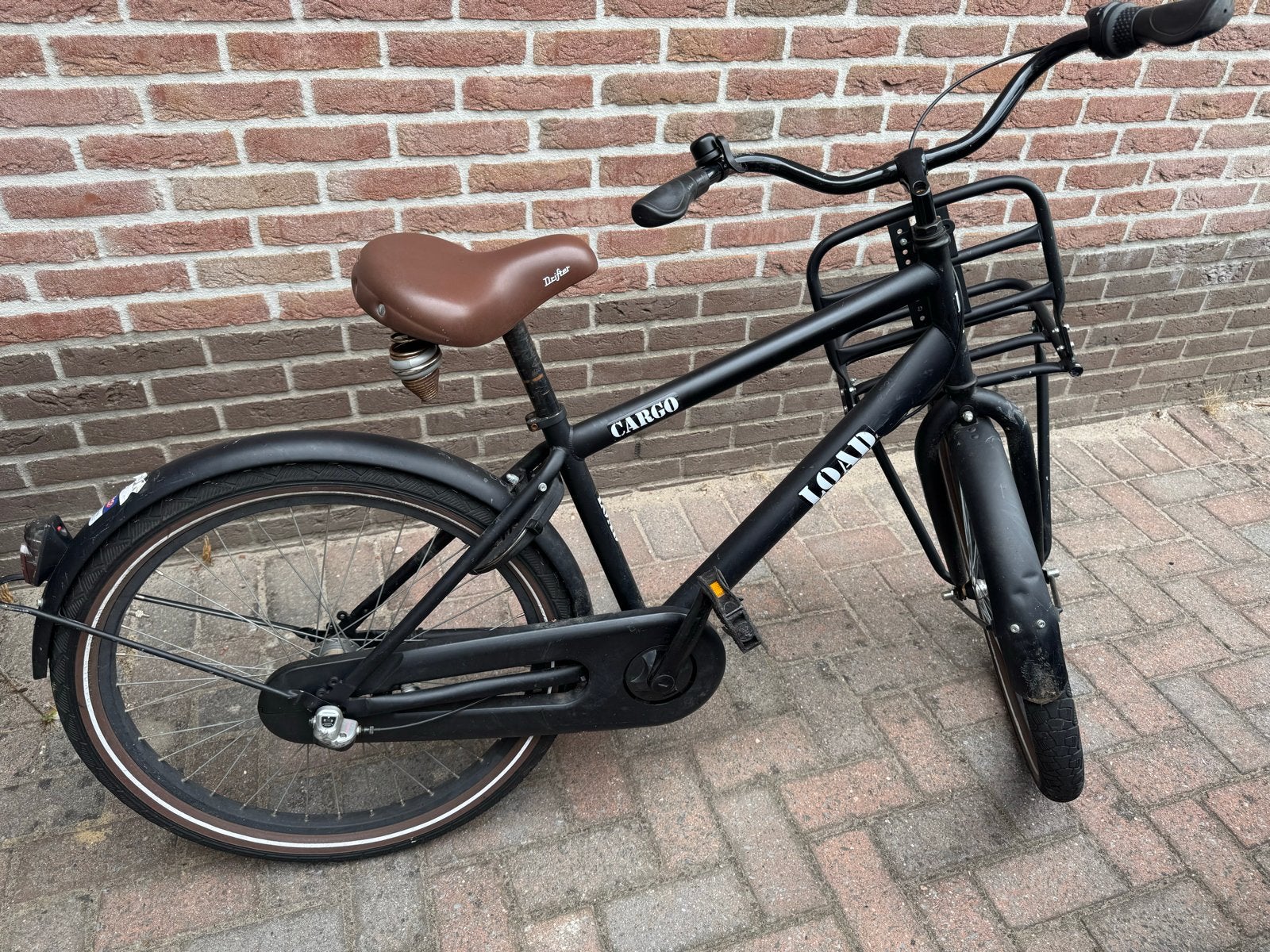 Stevige cargo kinderfiets met voordrager 24 inch, Terugtraprem, Gebruikt, 1 kind, Ophalen