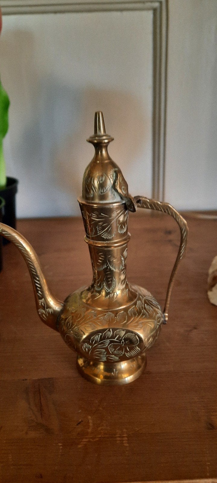 Vintage Koperen Oliekan met Sierlijke Graveringen, Antiek en Kunst, Ophalen of Verzenden