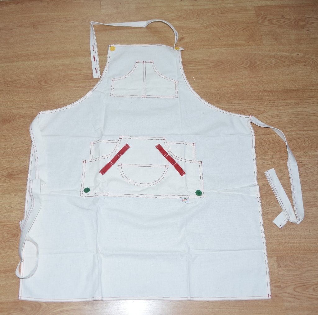 Nieuw keukenschort met vrolijke knopen schort, Verzenden, Nieuw, Wit