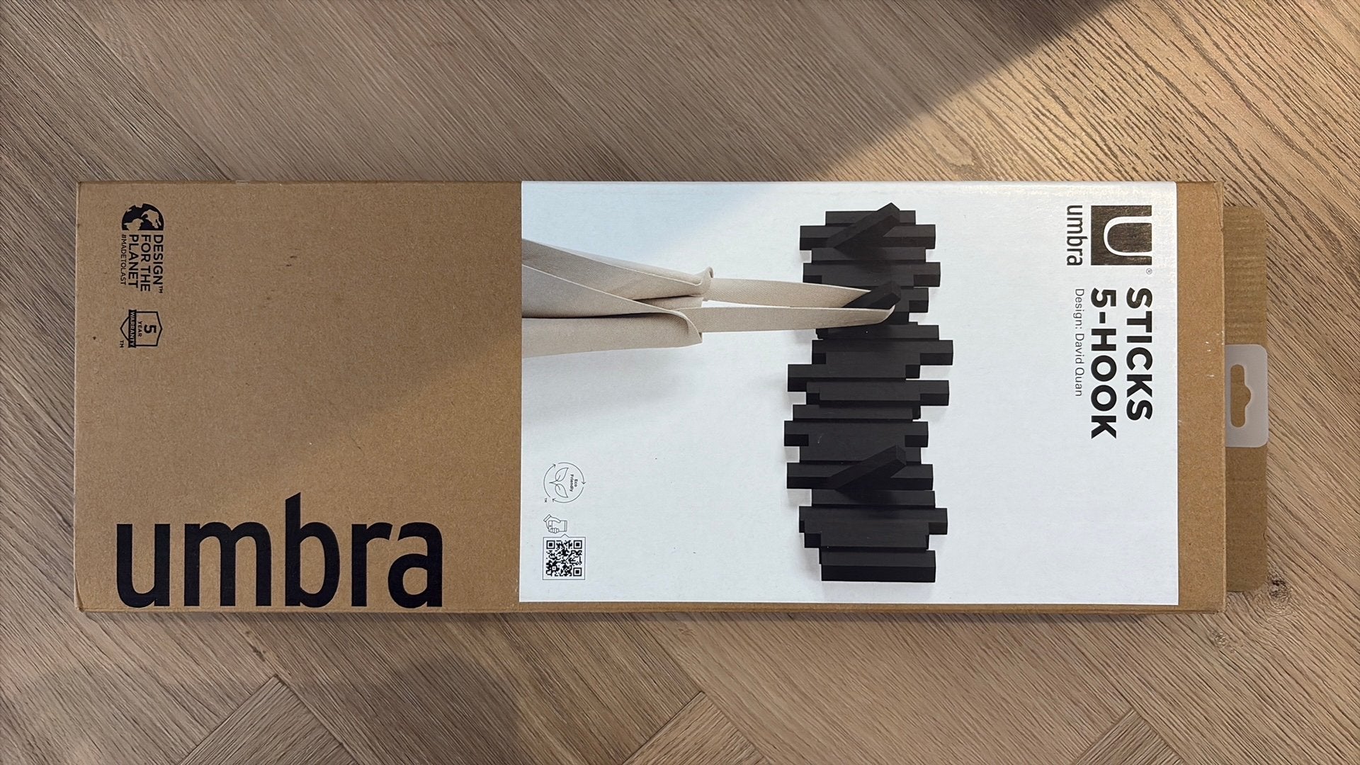 Umbra Wandkapstok Sticks Zwart 49,5x18,4x2,5cm, Kunststof, Nieuw, Minder dan 100 cm, Ophalen