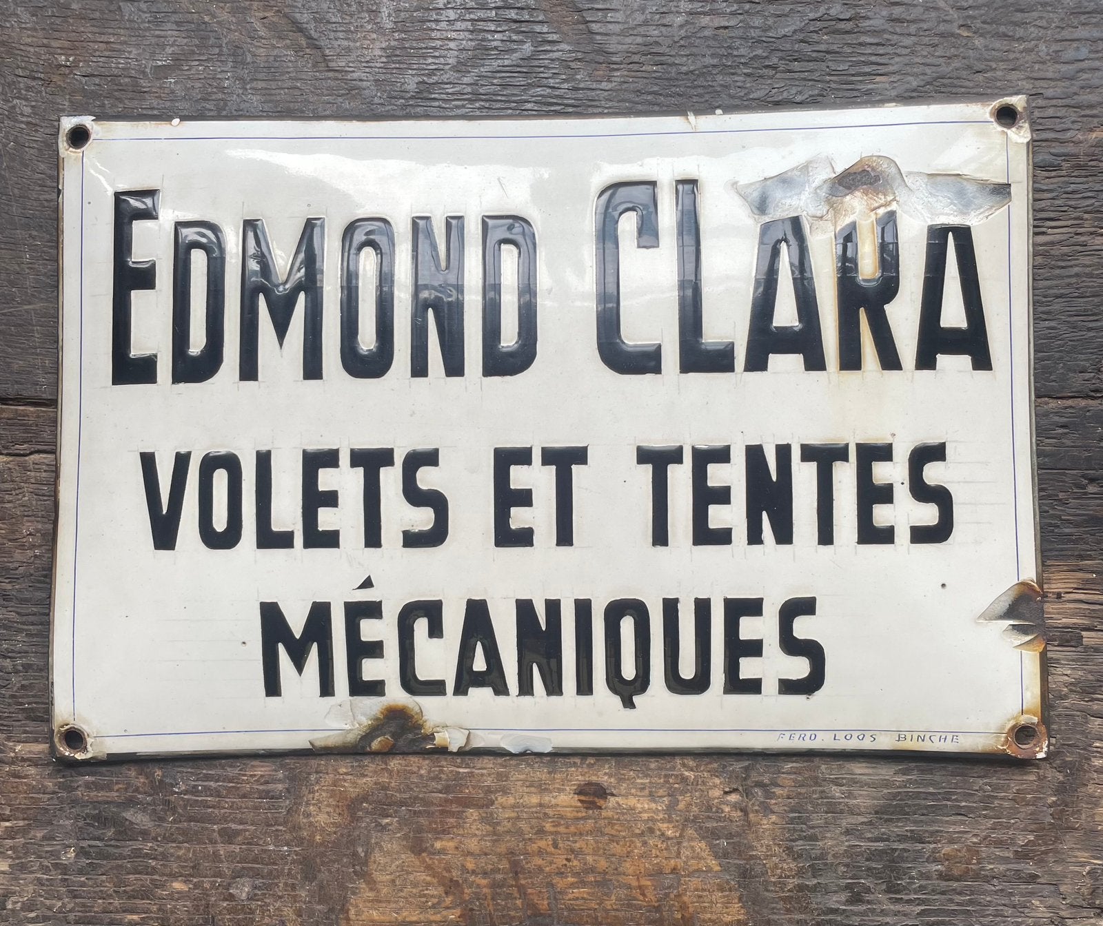 Emaille oud bord Frans talig 20 x 30 cm, Ophalen of Verzenden